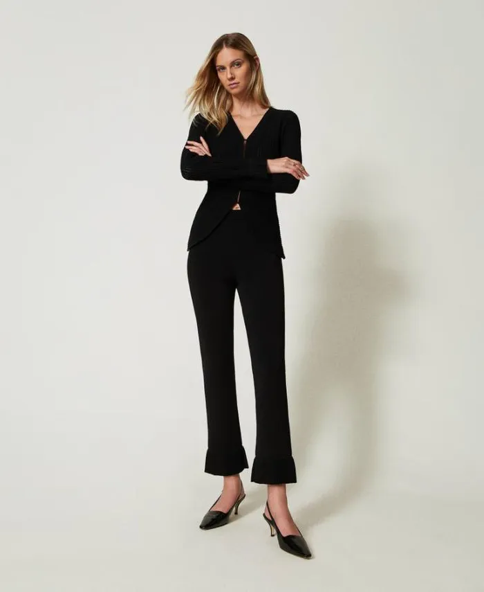 Twinset Flares Flared Knit Trousers Black 8211 Clothing