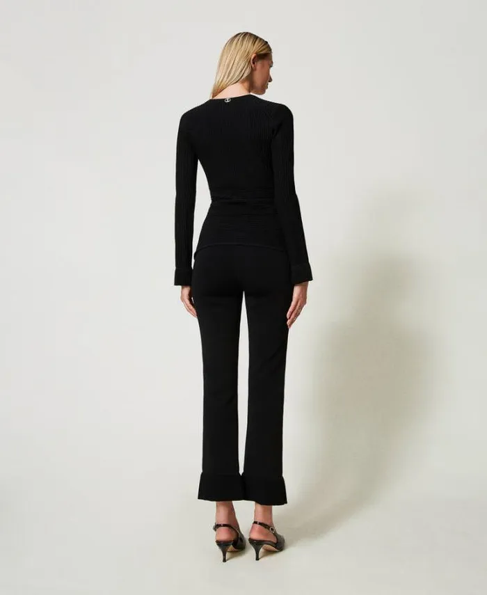 Twinset Flares Flared Knit Trousers Black 8211 Clothing