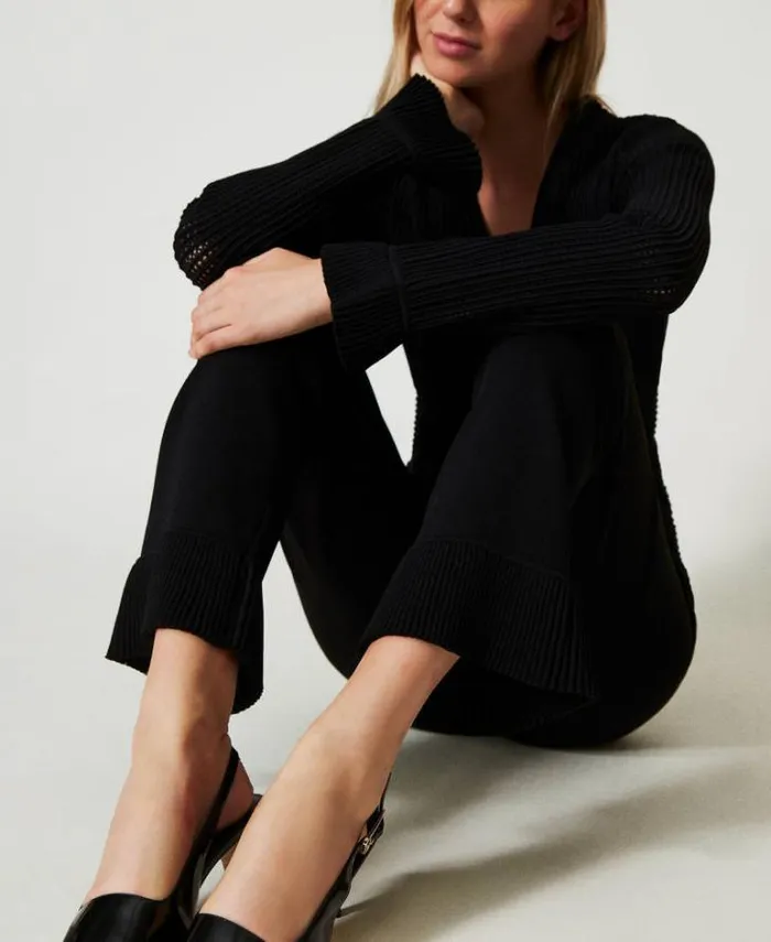 Twinset Flares Flared Knit Trousers Black 8211 Clothing