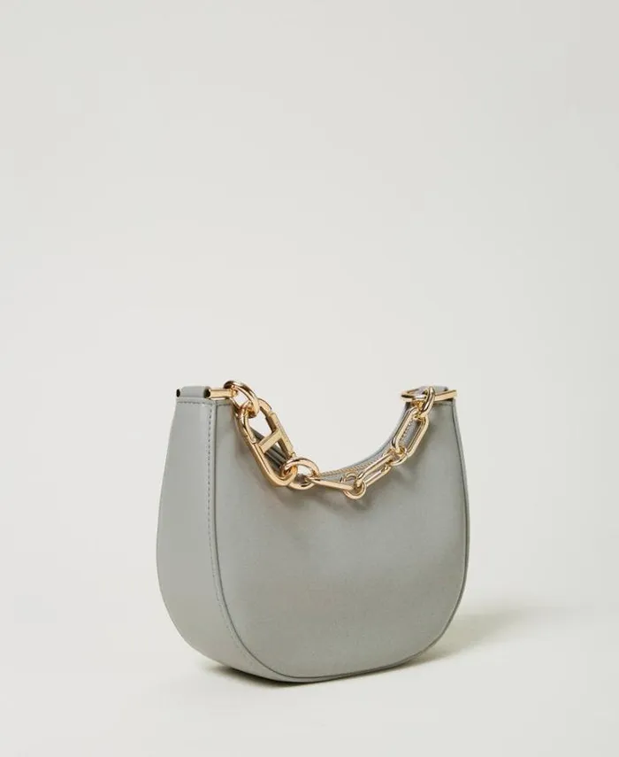 Twinset Hobo Bags Mini Croissant Bag With Oval T Closure Mid Grey 8211 Bags