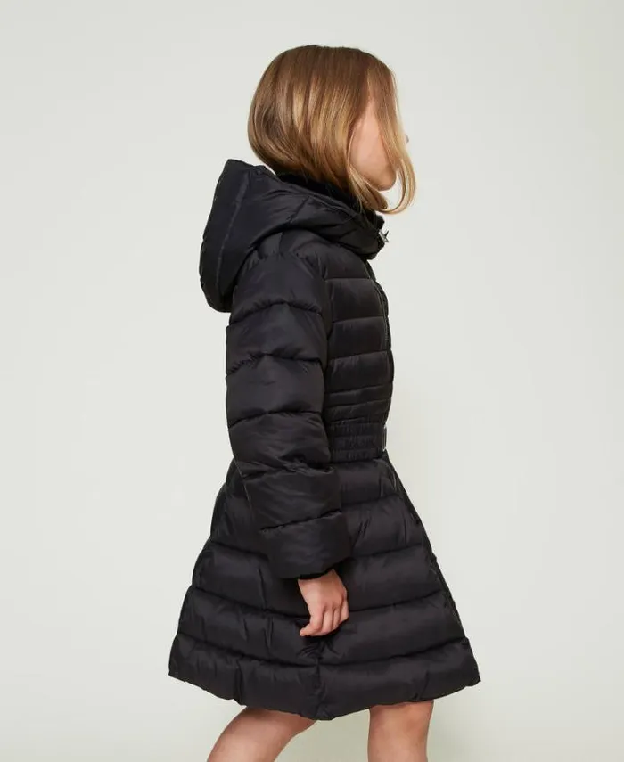 Twinset Jackets And Outerwear Quilted Puffer Jacket With Oval T Belt Black 8211 Girl