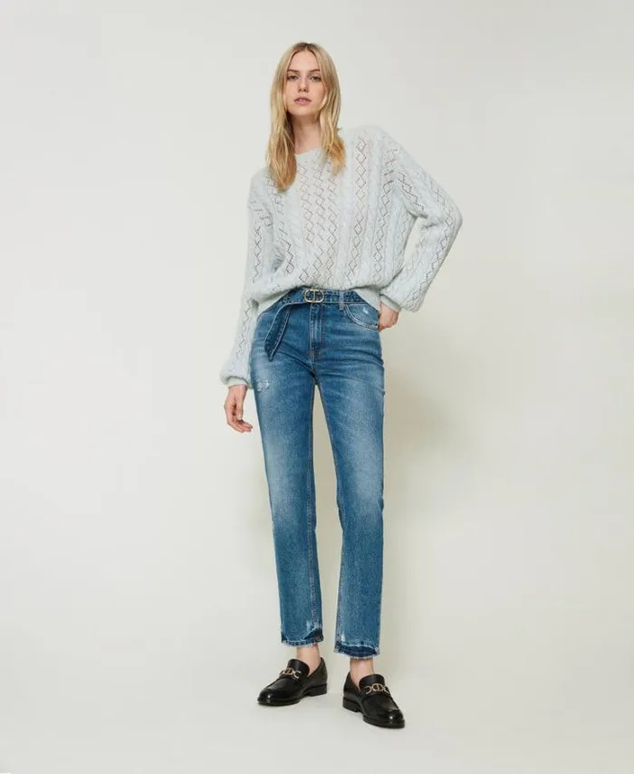 Twinset Jeans Regular Fit Jeans With Belt Denim 8211 Clothing