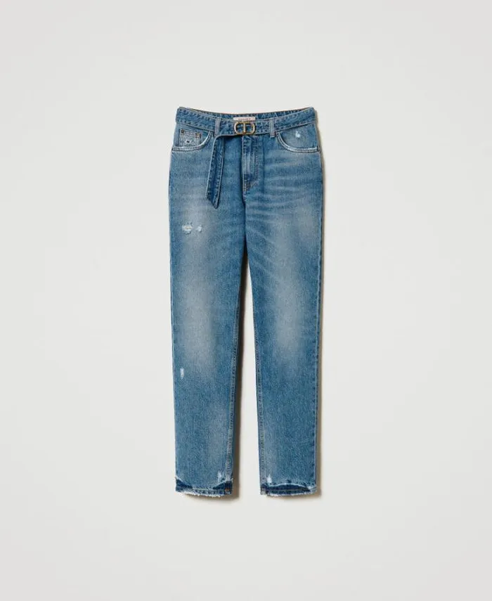 Twinset Jeans Regular Fit Jeans With Belt Denim 8211 Clothing