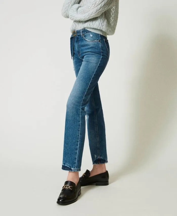 Twinset Jeans Regular Fit Jeans With Belt Denim 8211 Clothing