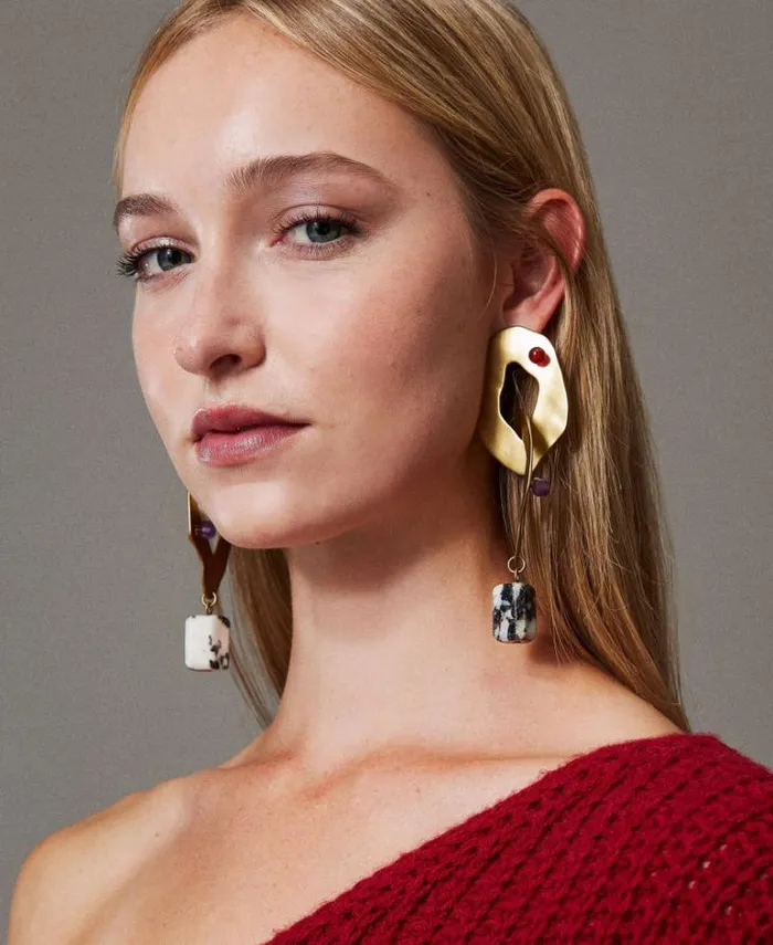 Twinset Jewellery Metal Chain Earring With Stones Black 8211 Accessories