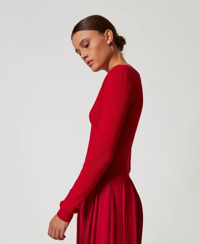 Twinset Jumpers And Cardigans Dualuse Jumper With Oval T Venetian Red 8211 Clothing
