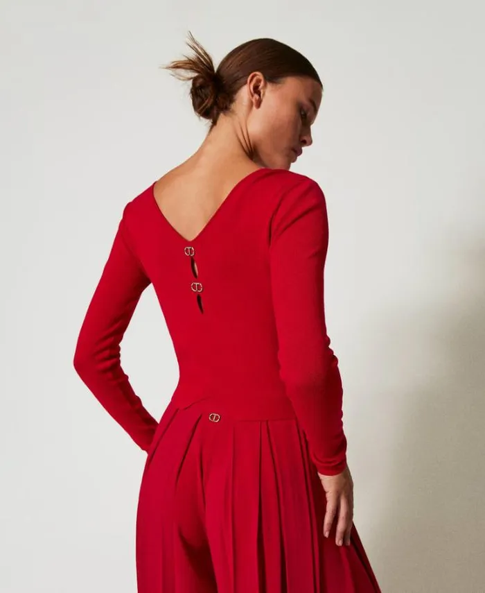 Twinset Jumpers And Cardigans Dualuse Jumper With Oval T Venetian Red 8211 Clothing