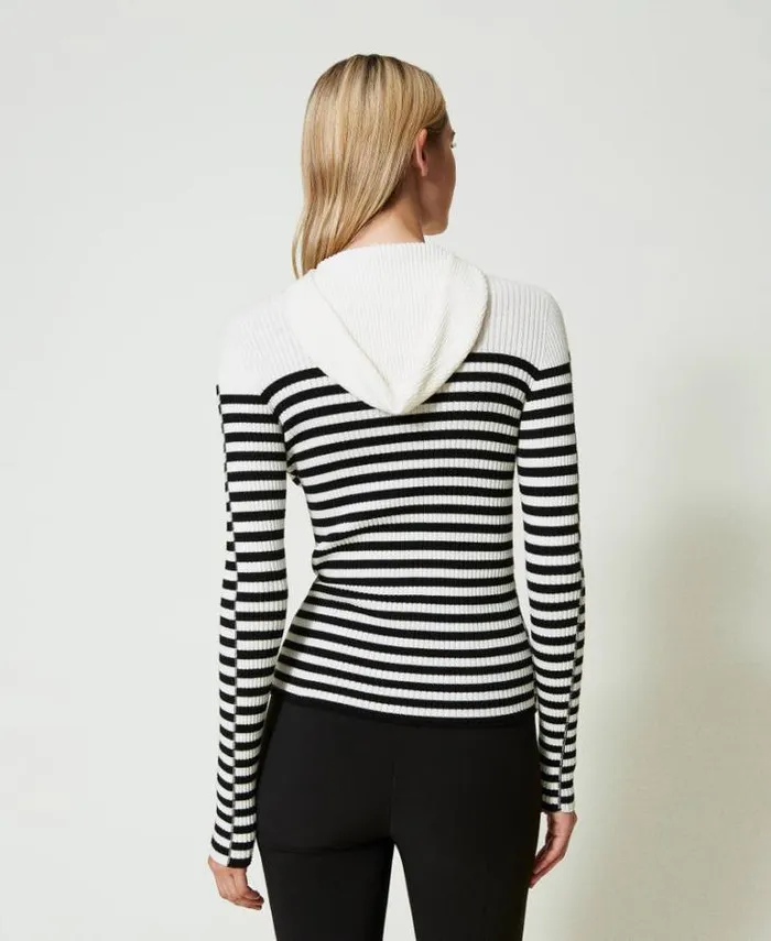 Twinset Jumpers And Cardigans Fitted Striped Jumper Twotone Black Snow White 8211 Clothing