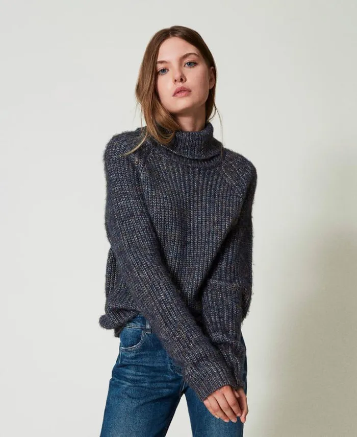 Twinset Jumpers And Cardigans Multicolour Yarn Jumper With Lurex Multicolour Navy Blue 8211 Clothing