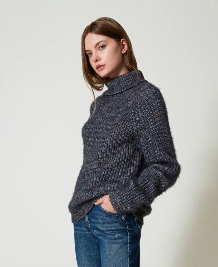 Twinset Jumpers And Cardigans Multicolour Yarn Jumper With Lurex Multicolour Navy Blue 8211 Clothing