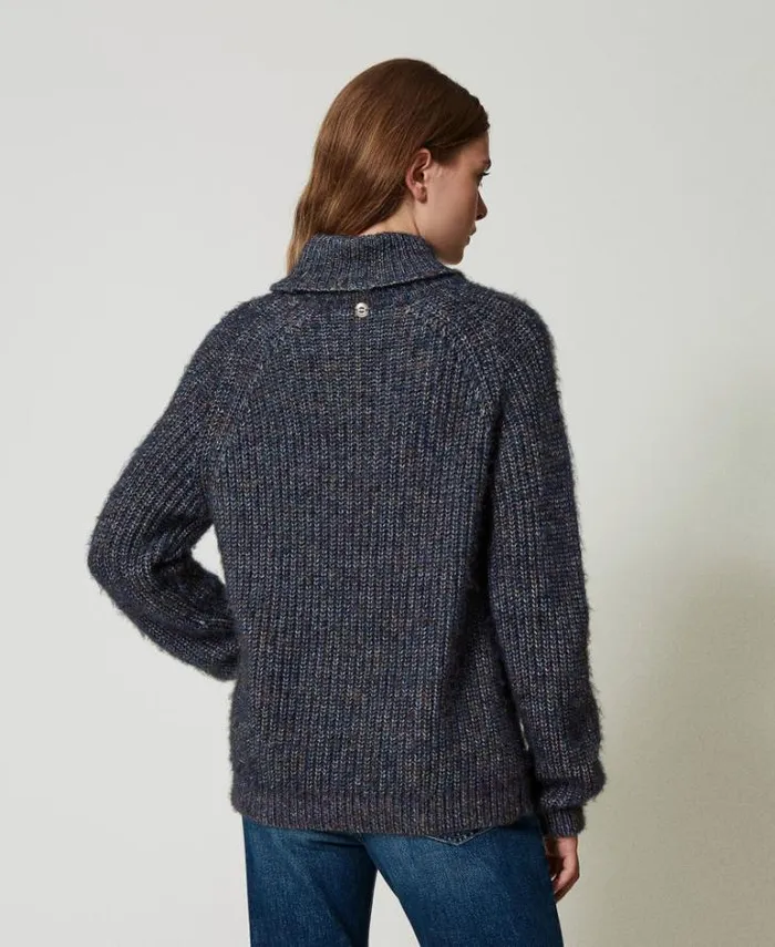 Twinset Jumpers And Cardigans Multicolour Yarn Jumper With Lurex Multicolour Navy Blue 8211 Clothing