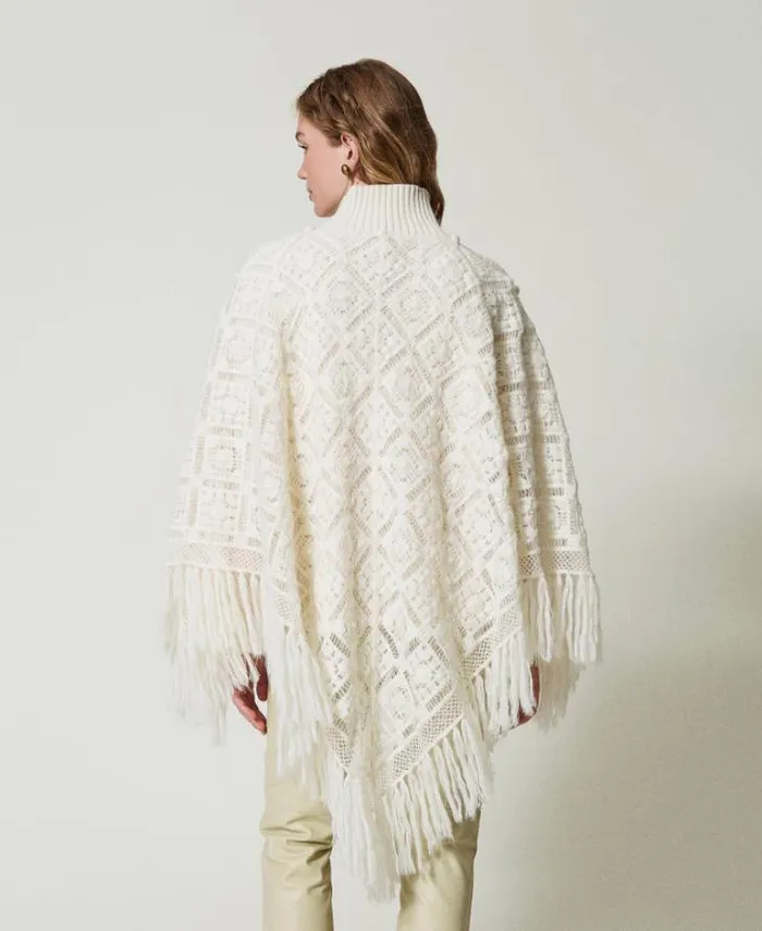 Twinset Jumpers And Cardigans Wool Blend Maxi Jumper With Stole White Snow 8211 Clothing