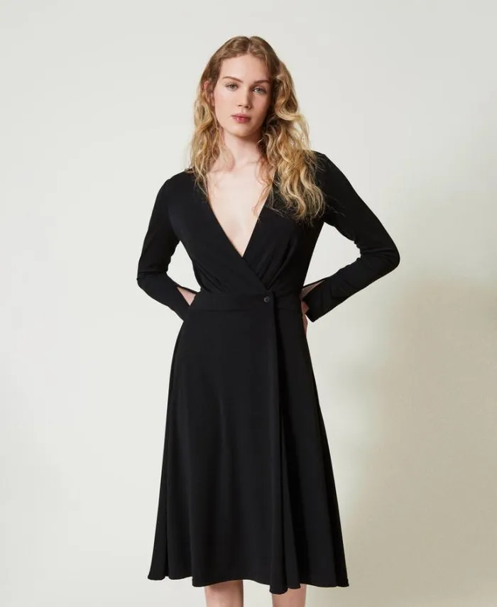 Twinset Midi Dresses Crpe Jersey Midi Dress Black 8211 Clothing