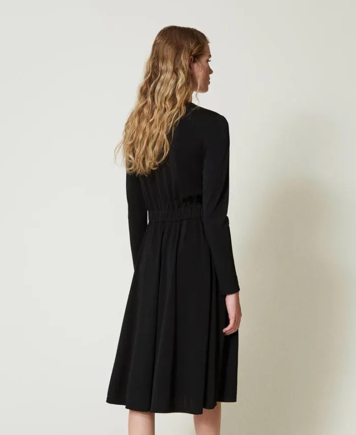 Twinset Midi Dresses Crpe Jersey Midi Dress Black 8211 Clothing