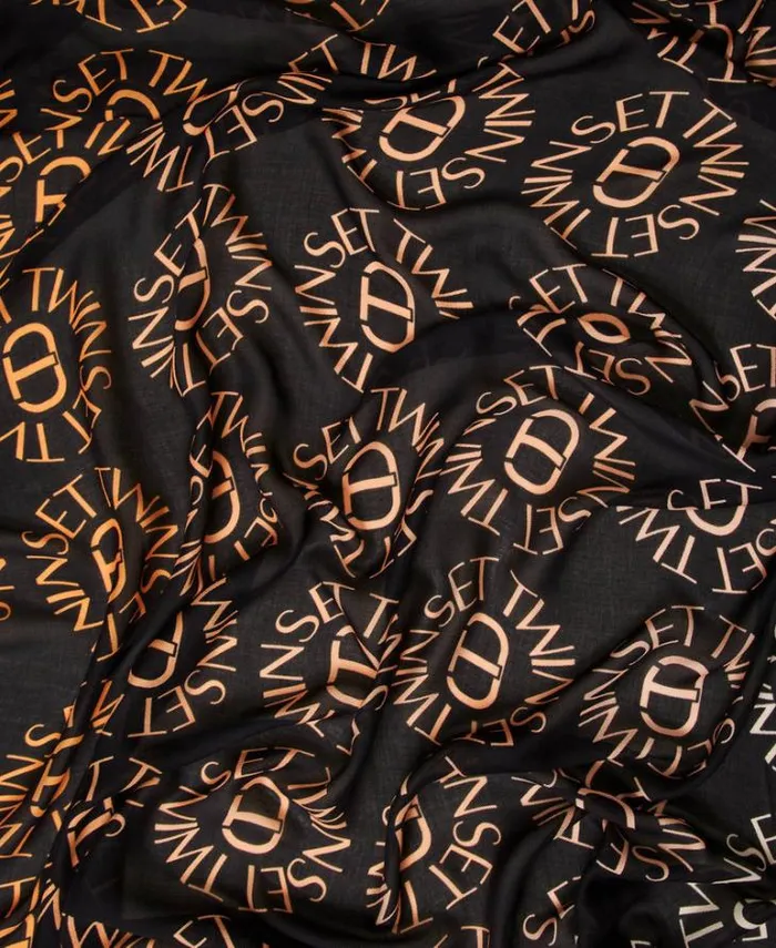 Twinset Scarves Kefiah With Oval T Print And Logo Multicolour Black Oval T Print 8211 Accessories