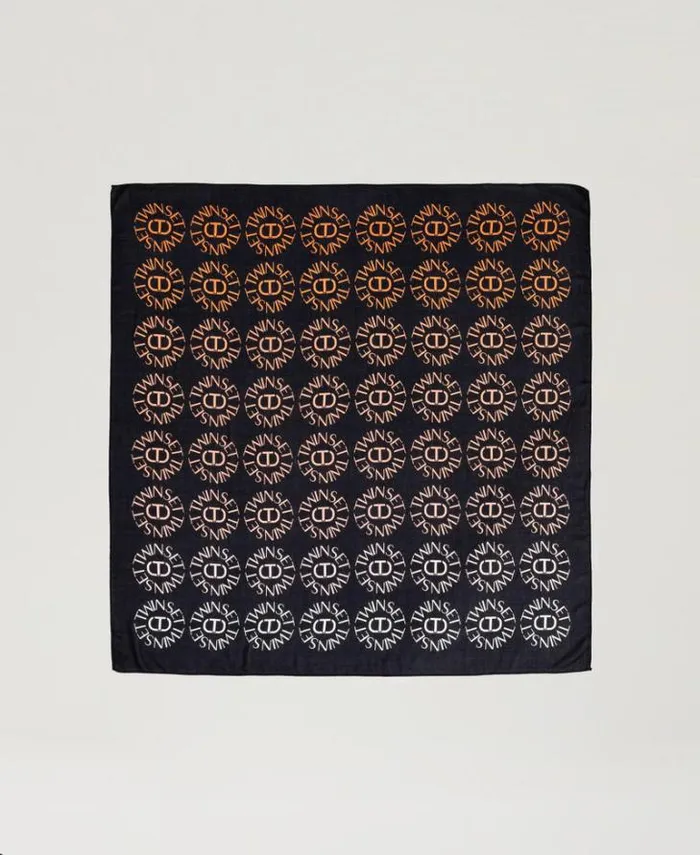 Twinset Scarves Kefiah With Oval T Print And Logo Multicolour Black Oval T Print 8211 Accessories