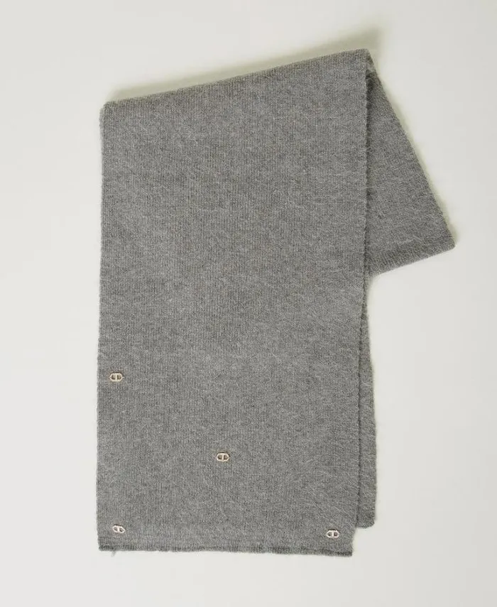 Twinset Scarves Knit Scarf With Oval T Warm Melange Gray 8211 Accessories