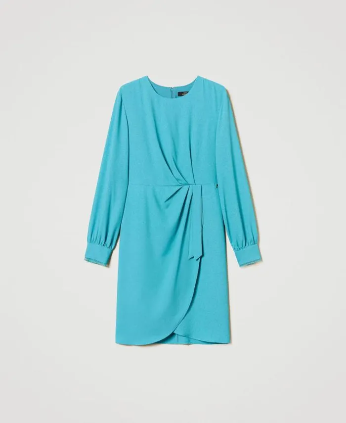 Twinset Short Dresses Recycled Crpe De Chine Short Dress Tropical Emerald Green 8211 Clothing