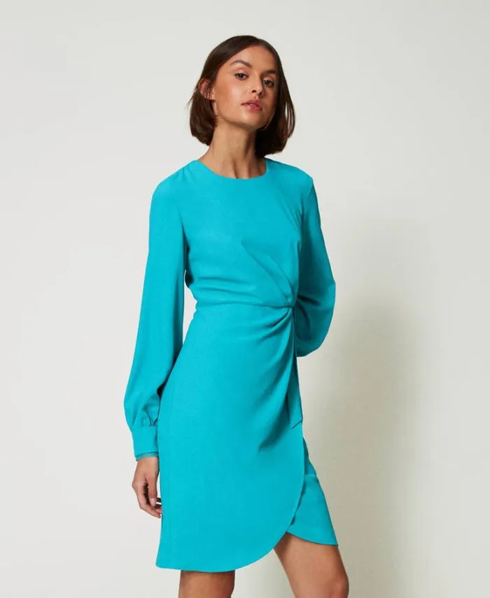 Twinset Short Dresses Recycled Crpe De Chine Short Dress Tropical Emerald Green 8211 Clothing