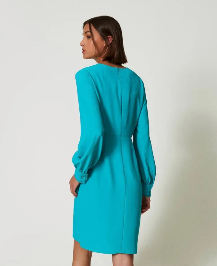 Twinset Short Dresses Recycled Crpe De Chine Short Dress Tropical Emerald Green 8211 Clothing
