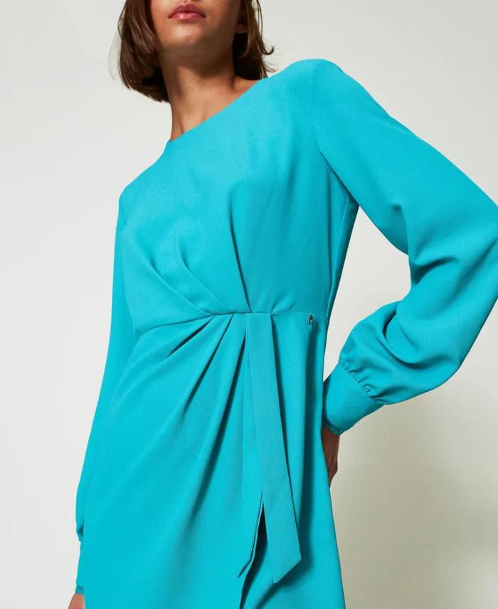 Twinset Short Dresses Recycled Crpe De Chine Short Dress Tropical Emerald Green 8211 Clothing