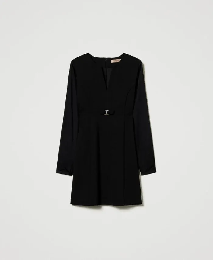 Twinset Short Dresses Short Dress With Bow And Oval T Black 8211 Clothing