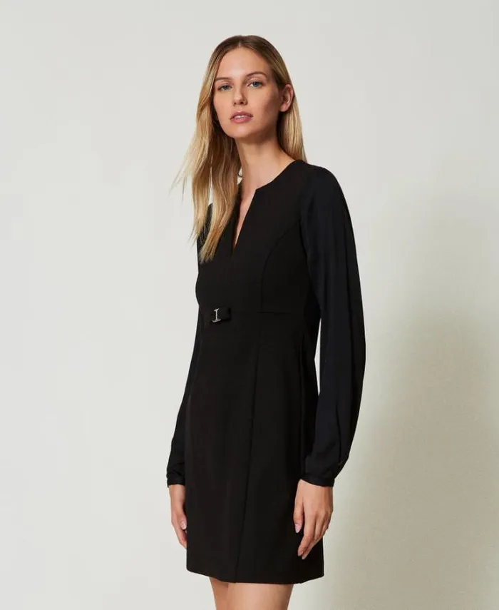 Twinset Short Dresses Short Dress With Bow And Oval T Black 8211 Clothing