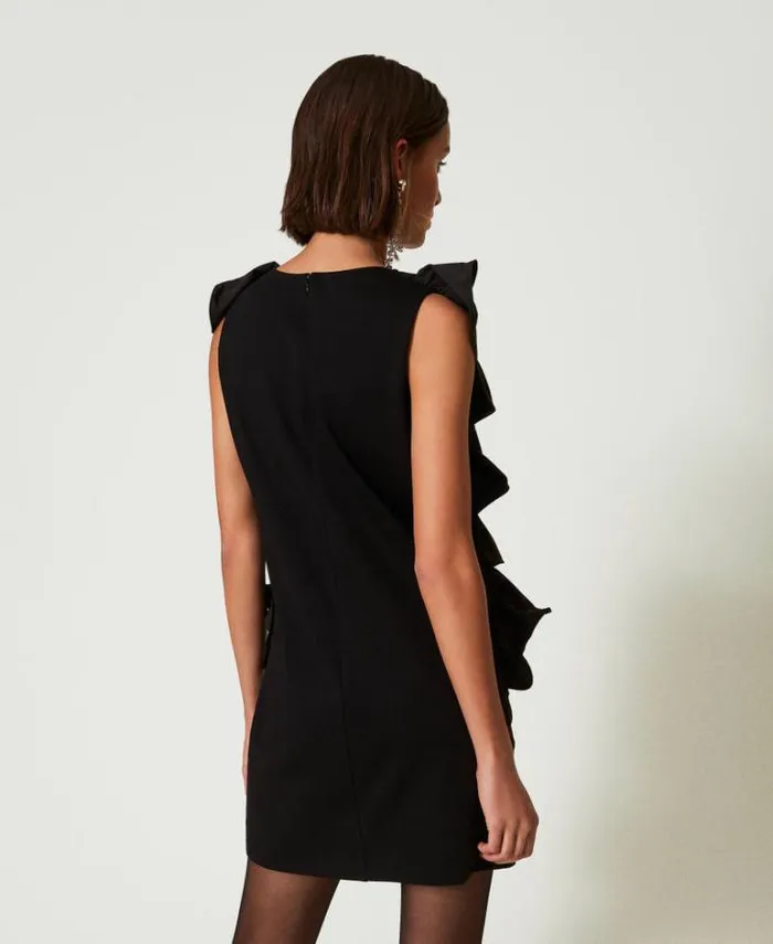 Twinset Short Dresses Short Dress With Georgette Ruffles Black 8211 Clothing