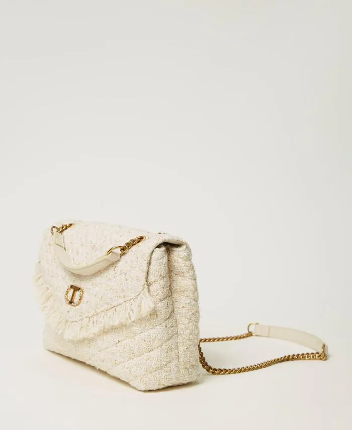 Twinset Shoulder Bags 039Dreamy039 Medium Tweed Shoulder Bag Old White 8211 Bags