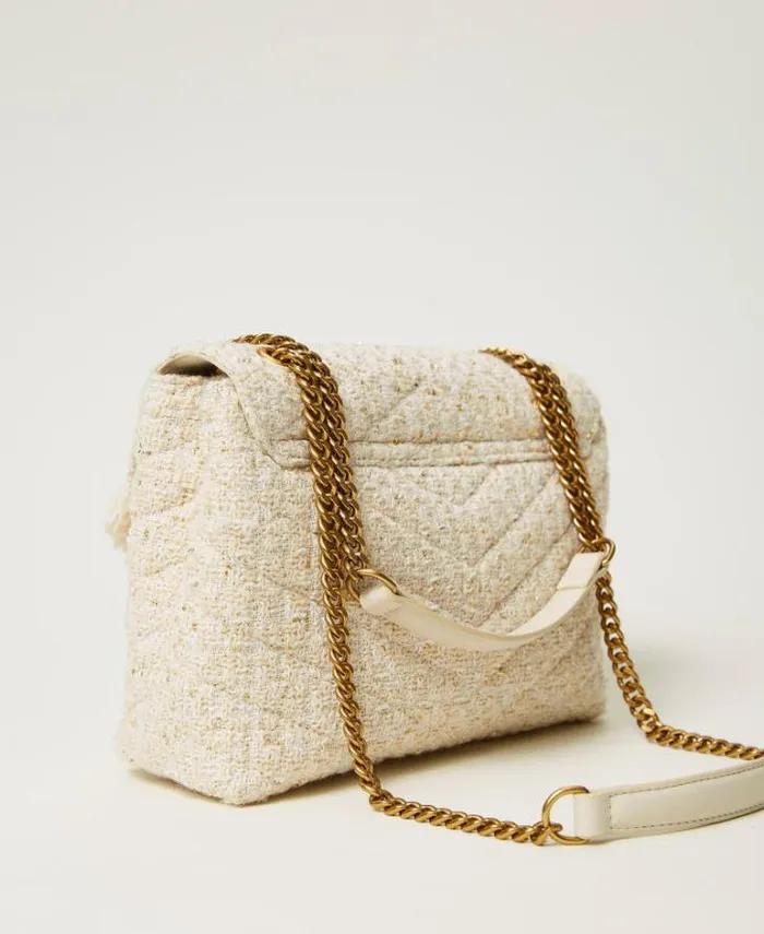 Twinset Shoulder Bags 039Dreamy039 Medium Tweed Shoulder Bag Old White 8211 Bags