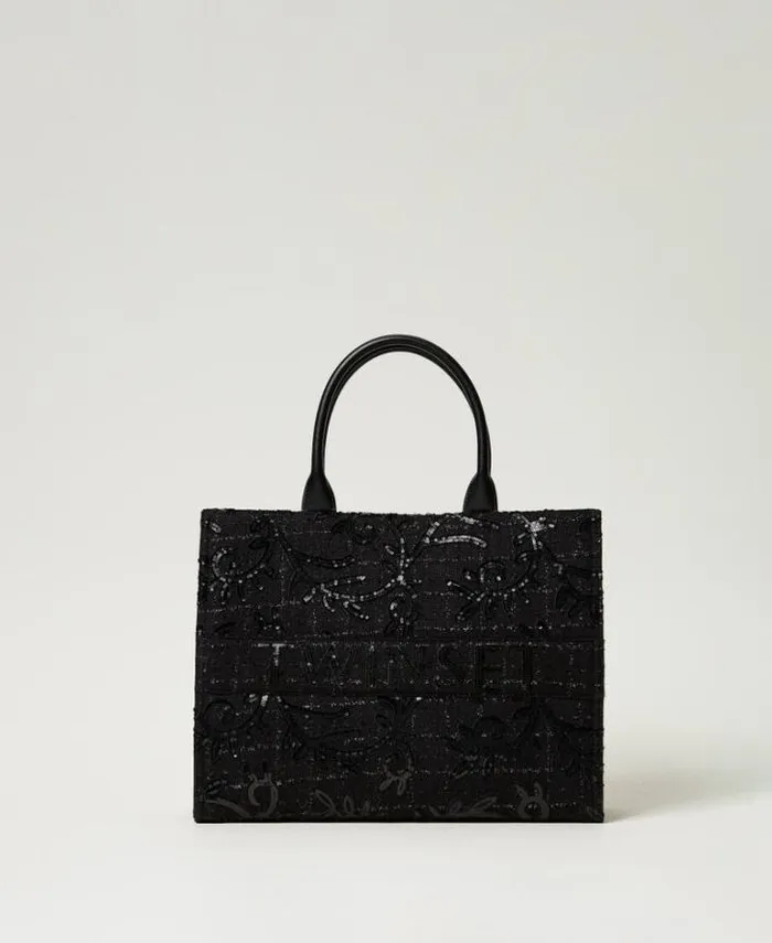 Twinset Shoulder Bags 039Victoria039 Shopper Bag With Embroidery And Logo Black 8211 Bags