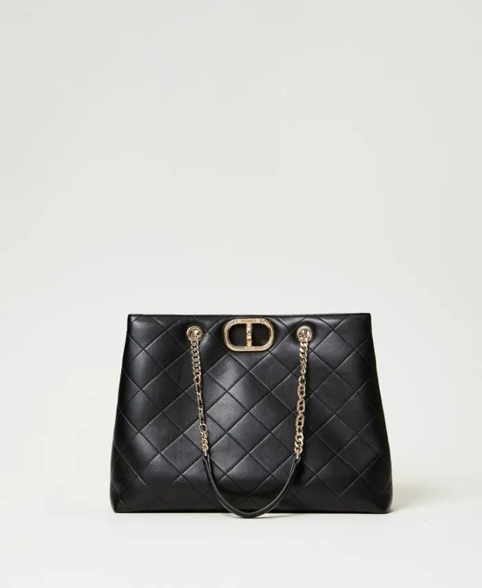 Twinset Shoulder Bags Shopper Bag With Oval T Closure Black 8211 Bags