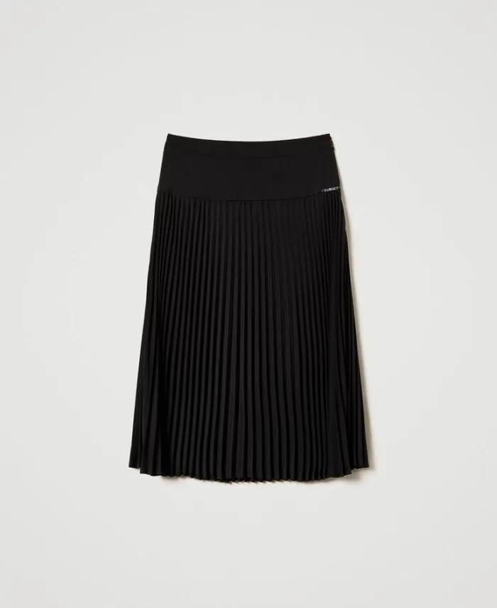 Twinset Skirts Pleated Crpe De Chine Long Skirt Black 8211 Girl