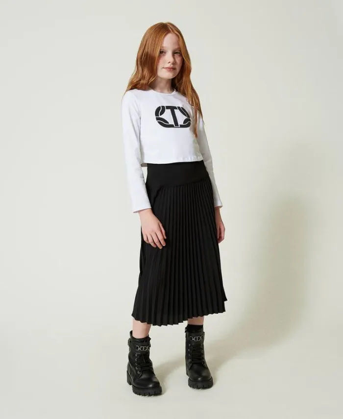 Twinset Skirts Pleated Crpe De Chine Long Skirt Black 8211 Girl
