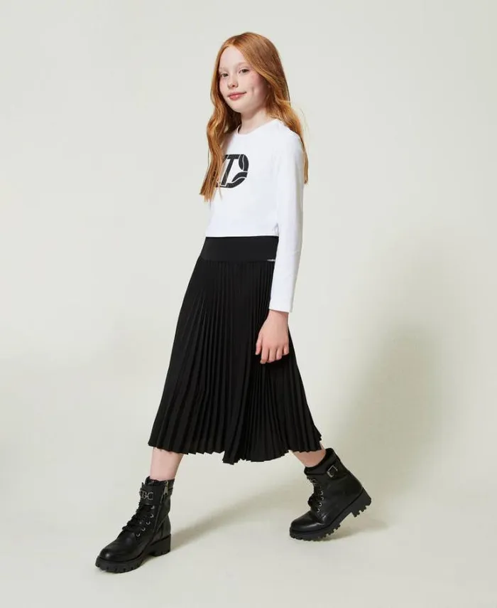 Twinset Skirts Pleated Crpe De Chine Long Skirt Black 8211 Girl