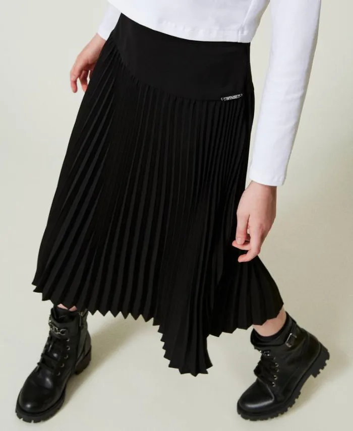 Twinset Skirts Pleated Crpe De Chine Long Skirt Black 8211 Girl