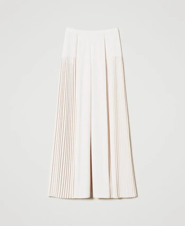 Twinset Smart Trousers Pleated Georgette Palazzo Trousers Old White 8211 Clothing