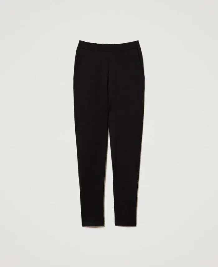 Twinset Straight Leg And Cigarette Trousers Cigarette Trousers With Elastic Black 8211 Clothing