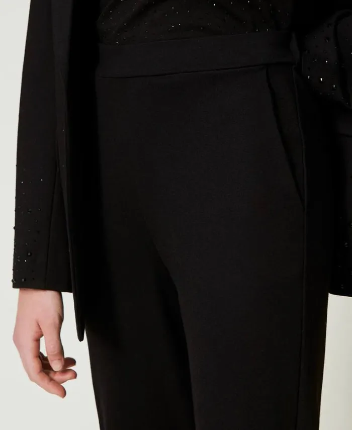 Twinset Straight Leg And Cigarette Trousers Cigarette Trousers With Elastic Black 8211 Clothing