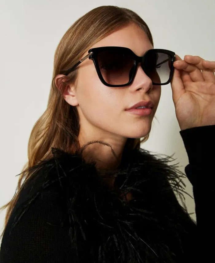 Twinset Sunglasses Geometric Sunglasses With Logo Shiny Black 8211 Accessories