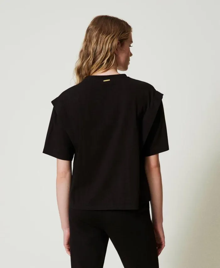 Twinset TShirts And Tops Tshirt With Fadeout Rhinestones Black 8211 Clothing
