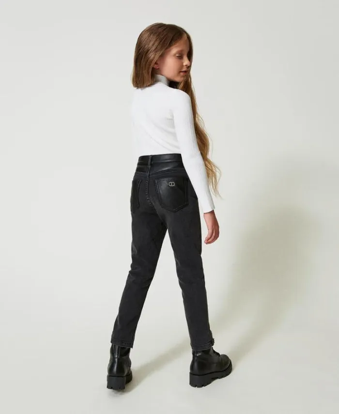 Twinset Trousers And Jeans Skinny Jeans With Slits Old Black Denim 8211 Girl