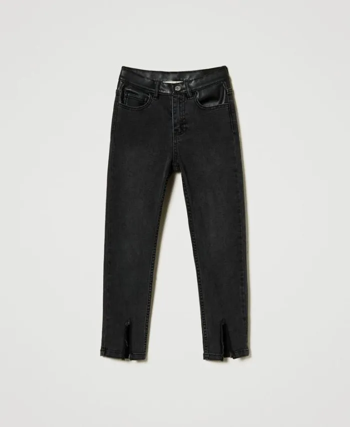 Twinset Trousers And Jeans Skinny Jeans With Slits Old Black Denim 8211 Girl