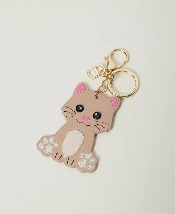 Twinset Wallets And Keyrings Cat Keyring With Oval T Peachy Keen Pink 8211 Accessories