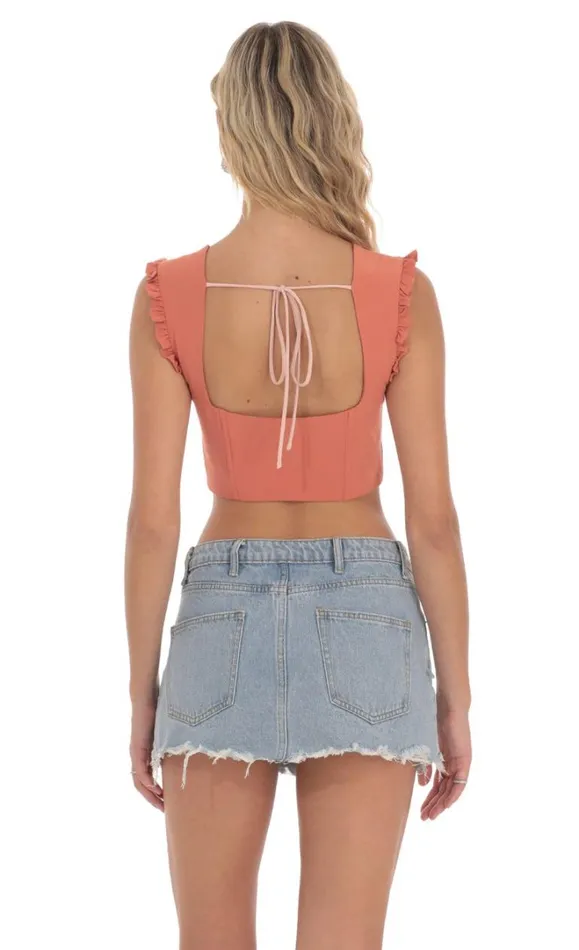 Two Toned Ruffle Top Orange Women LUCY IN THE SKY Tops Two Toned Ruffle Top Orange Women LUCY IN THE SKY Tops