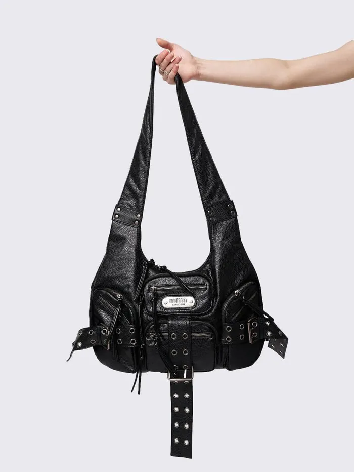 Unchained Black Faux Leather Shoulder Bag Women Minga London Bags Unchained Black Faux Leather Shoulder Bag Women Minga London Bags