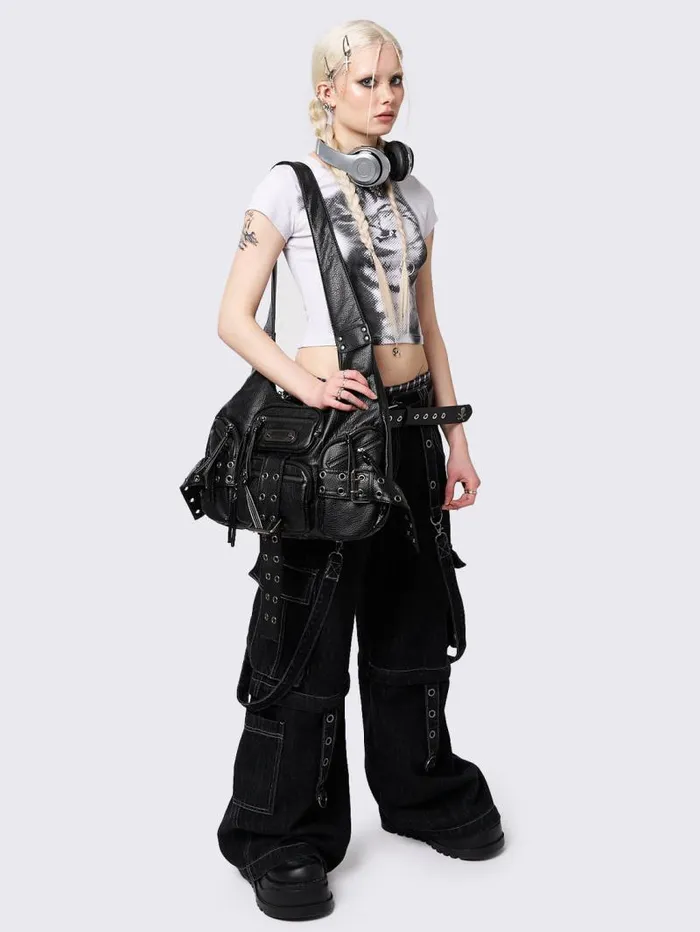 Unchained Black Faux Leather Shoulder Bag Women Minga London Bags Unchained Black Faux Leather Shoulder Bag Women Minga London Bags
