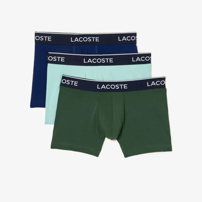 Underwear and Socks Men Lacoste Men039s 3Pack Trunks Dark Green Navy Blue Light Green Jci