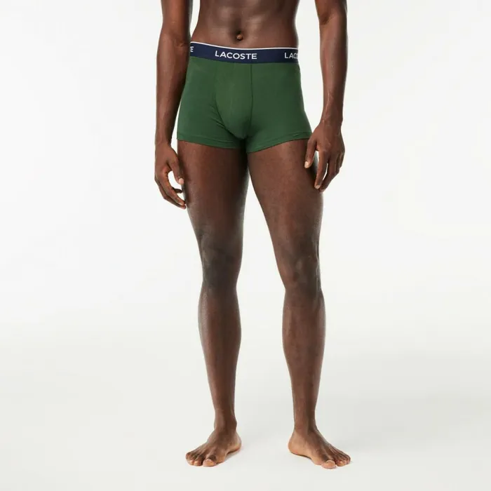 Underwear and Socks Men Lacoste Men039s 3Pack Trunks Dark Green Navy Blue Light Green Jci