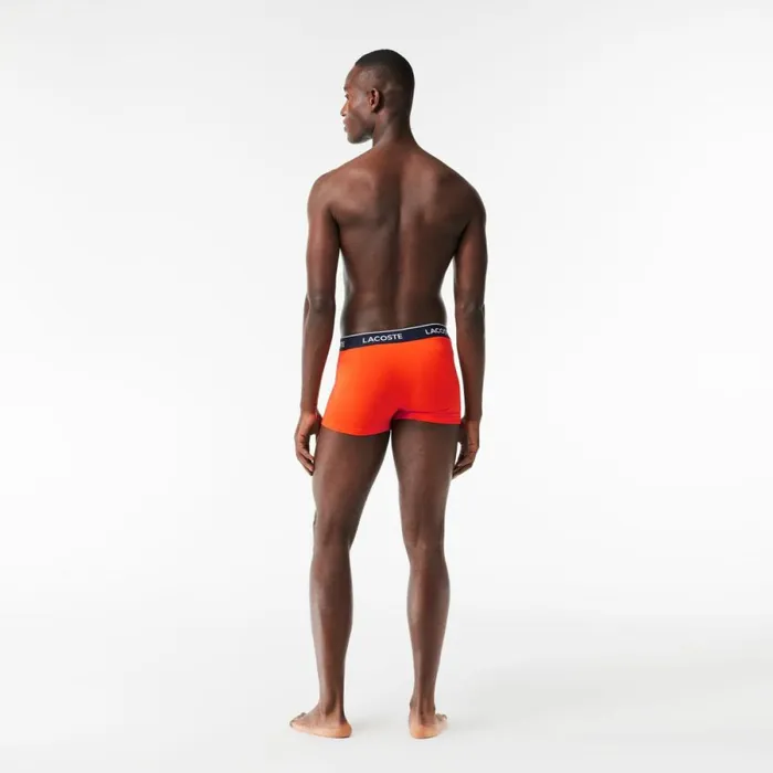 Underwear and Socks Men Lacoste Men039s 3Pack Trunks Navy Blue Orange Bordeaux Ki3